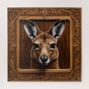 "Leap of Nature: A Kangaroo Wood Print" Puzzle