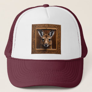 "Leap of Nature: A Kangaroo Wood Print" Truckerkappe