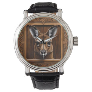 Leap of Nature: Ein Kangaroo-Holzdruck, Armbanduhr