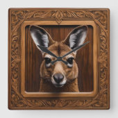 Leap of Nature: Ein Kangaroo-Holzdruck, Quadratische Wanduhr (Vorderseite)