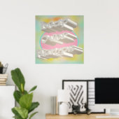 Leap Over Humps Kunst Design mickrige Pastellfarbe Poster (Heimbüro)