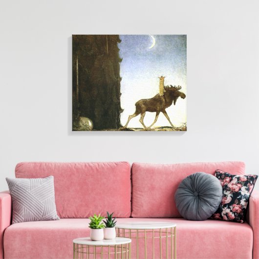 Leap the Elk and Princess Tuvstarr von John Bauer Leinwanddruck (Insitu (Wohnzimmer))