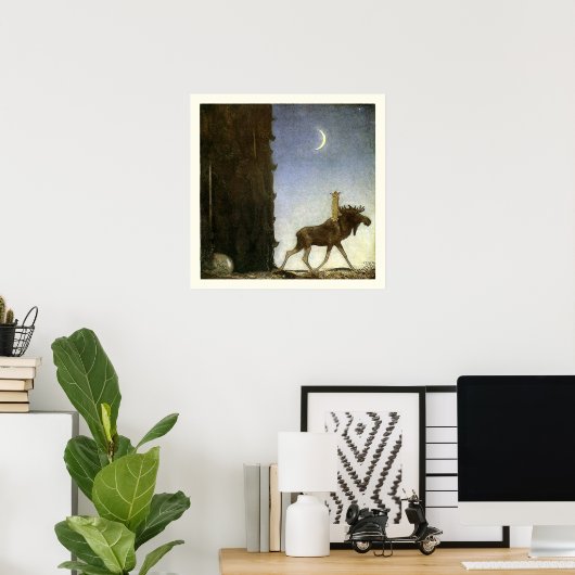 Leap the Elk and Princess Tuvstarr von John Bauer Poster (Heimbüro)