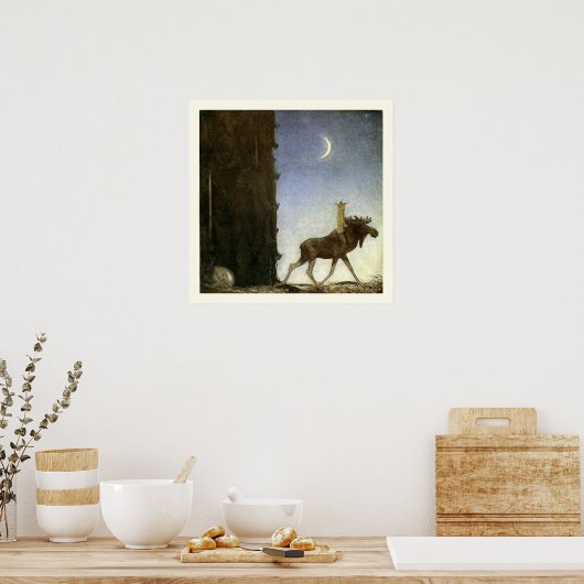 Leap the Elk and Princess Tuvstarr von John Bauer Poster (Küche)