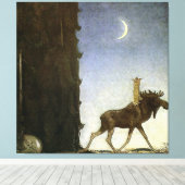 "Leap the Elk" Wasserfarbe von John Bauer Leinwanddruck (Insitu (Holzboden))