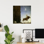 "Leap the Elk" Wasserfarbe von John Bauer Poster (Heimbüro)