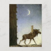 "Leap the Elk" Wasserfarbe von John Bauer