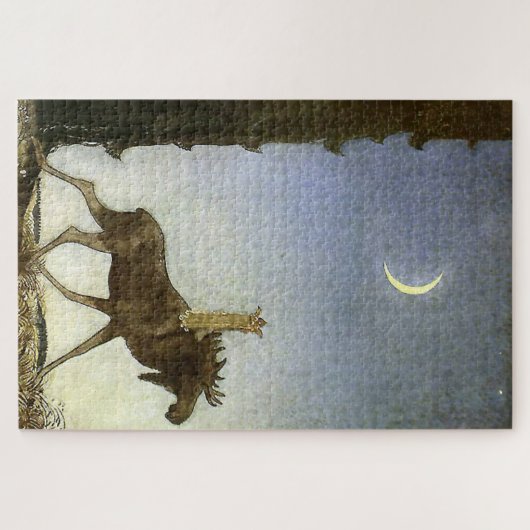 "Leap the Elk" Wasserfarbe von John Bauer Puzzle (Horizontal)