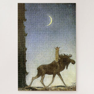 "Leap the Elk" Wasserfarbe von John Bauer Puzzle