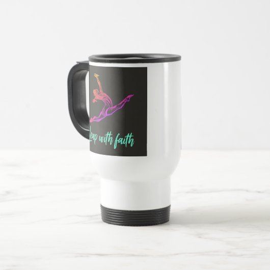 "Leap with Faith" Reisecoffee Mug Reisebecher (Vorderseite Links)