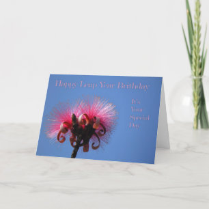 Leap Year Birthday Card, zwei Hot-Pink-Blume Karte
