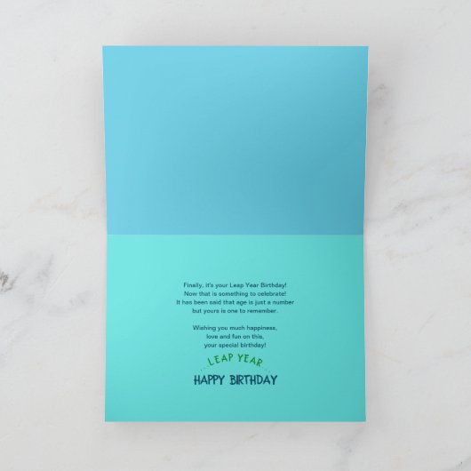 Leap Year Birthday, Frogs and Lotus' in Pond Karte (Innenseite)