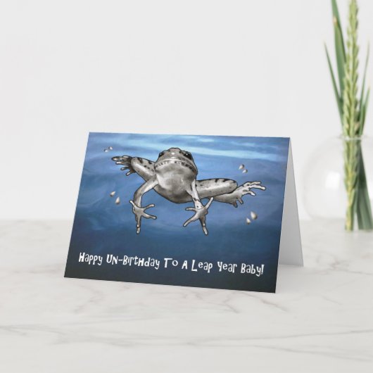Leap Year Birthday: Happy Un Birthday Leaping Frog Karte (Vorderseite)