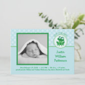 Leap Year Boy Photo Birth Announcement Invitation Einladung (Stehend Vorderseite)
