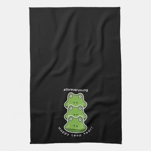 Leap Year Forever Young 3 Frösche Feb 29 Feier Geschirrtuch (Vertikal)