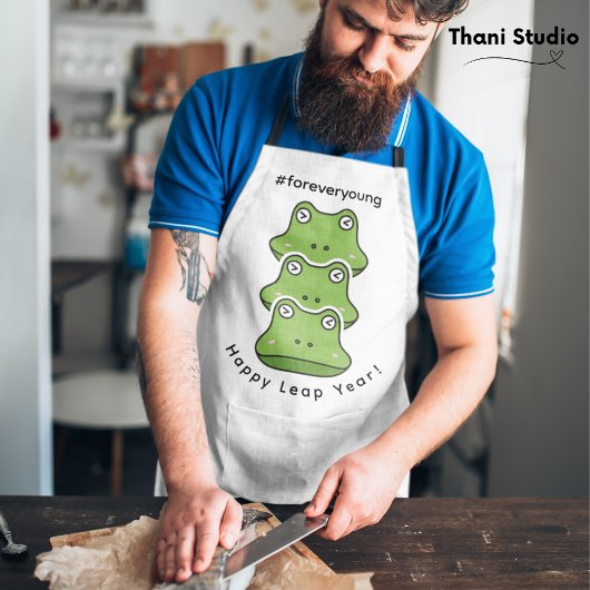 Leap Year Forever Young 3 Frösche Feb 29 Feier Schürze