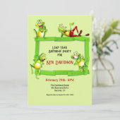 Leap Year Frosch Birthday Einladung (Stehend Vorderseite)