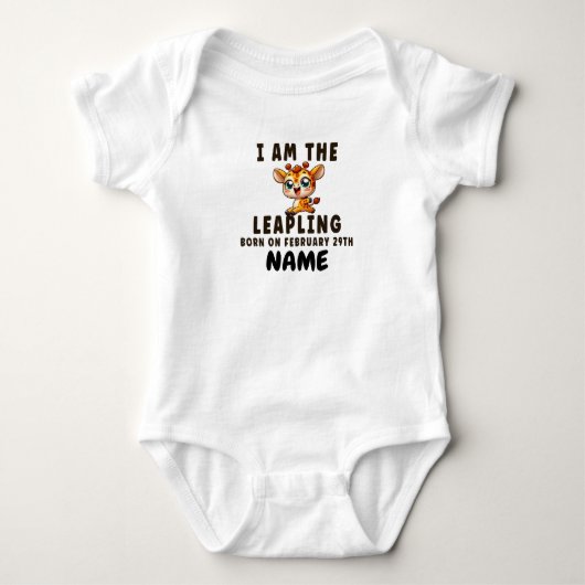 Leap year Geburtstag Funny Leaping Baby Giraffe Strampler (Vorderseite)