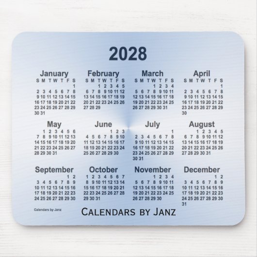 Leap Year White Calendar von Janz Mouse Pad Mousepad (Vorne)