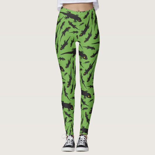 Leapard Reptile Bright Green Gecko Leggings (Vorderseite)