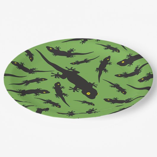 Leapard Reptile Bright Green Gecko Pappteller (Schrägansicht)