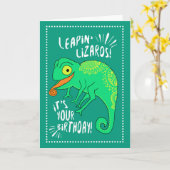 Leapin Eidechsen-alles Gute zum Geburtstag Karte (Gelbe Blume)