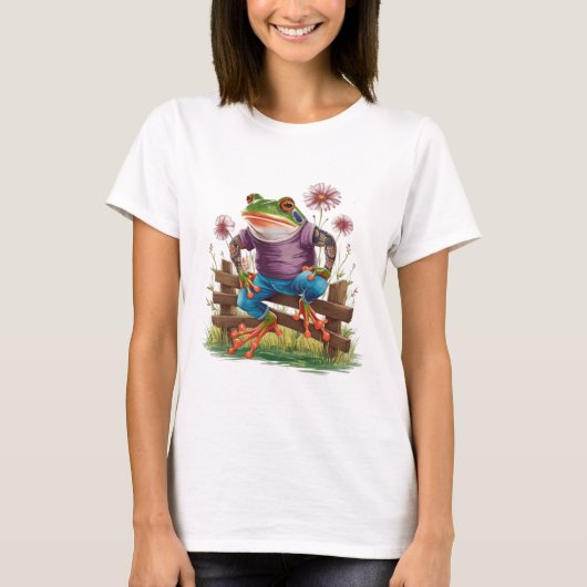 Leapin' Love: Ein Frosch-T - Shirt mit Cotgore (Vorderseite)