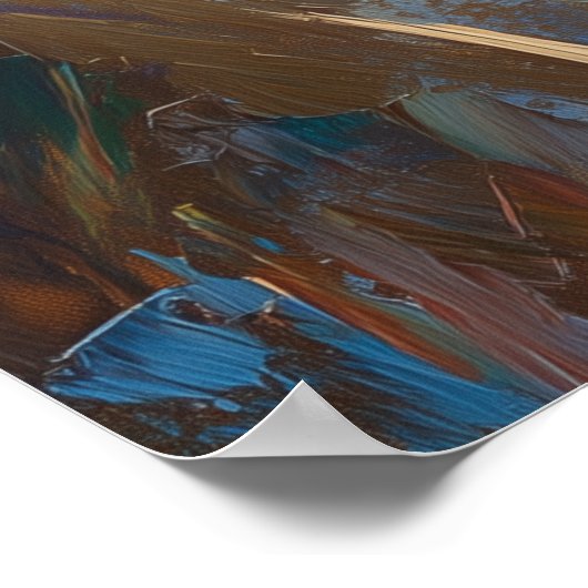  Leaping Bengal Cat Art Poster (Ecke)