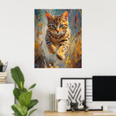 Leaping Bengal Cat Art Poster (Heimbüro)
