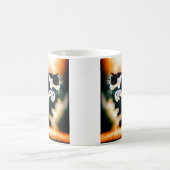 Leaping Black and White Cat Kaffeetasse (Mittel)