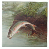 Leaping Brook Trout von Samuel Kilbourne (1874) Fliese (Vorderseite)