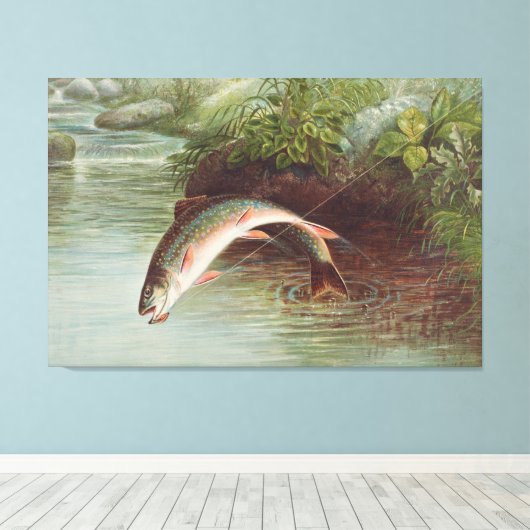 Leaping Brook Trout von Samuel Kilbourne (1874) Leinwanddruck (Insitu (Holzboden))