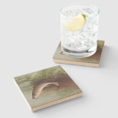 Leaping Brook Trout von Samuel Kilbourne (1874) Steinuntersetzer (Seitenansicht)