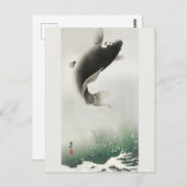 Leaping Carp Fish Gemälde von Ohara Koson Postkarte (Vorne/Hinten)
