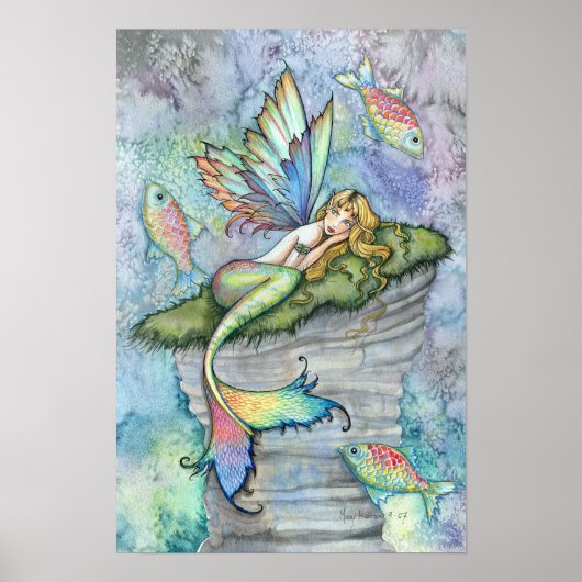 Leaping Carp Mermaid Fantasy Art Poster Print (Vorne)