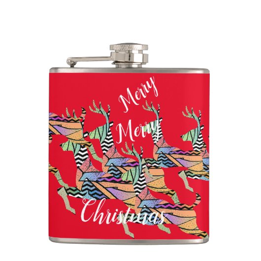 Leaping Deferweihnachtsfest Flachmann (Vorderseite)