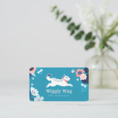 Leaping Dog Floral Botanical Blue Pet Services Visitenkarte (Stehend Vorderseite)