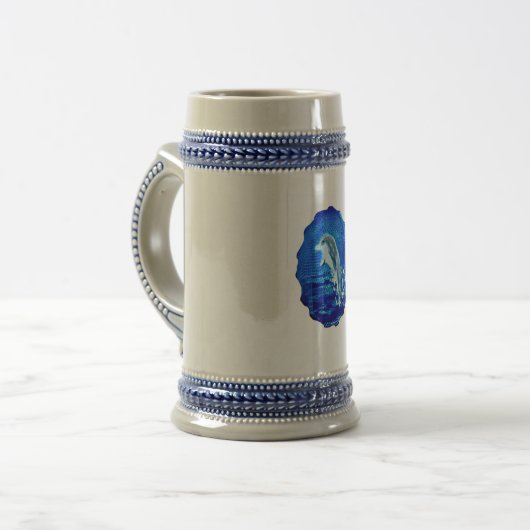 Leaping Dolphin Blue Bierglas (Vorderseite Links)