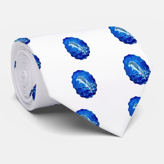 Leaping Dolphin Blue Pattern Krawatte (Gerollt)