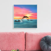 Leaping Dolphins Beach Sunset Leinwanddruck (Insitu (Wohnzimmer))