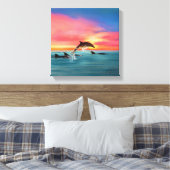 Leaping Dolphins Beach Sunset Leinwanddruck (Insitu (Schlafzimmer))