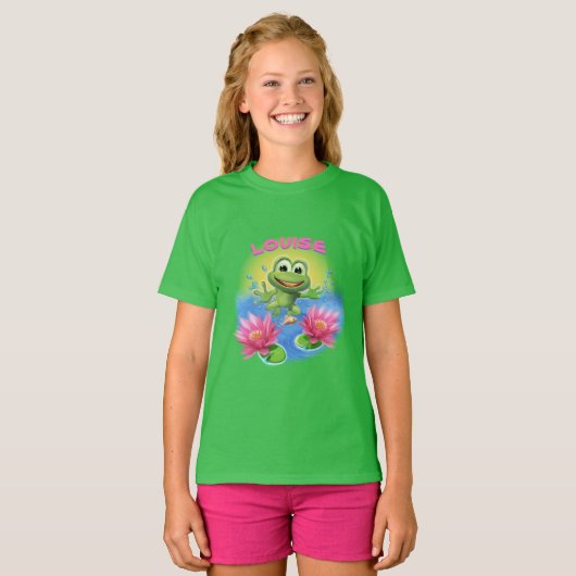 Leaping Frog Girl's T-Shirt Geburtstag (Vorne ganz)