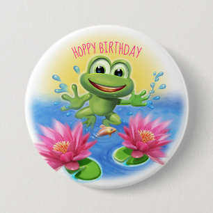 Leaping Frosch Hoppy Geburtstagsparty Abzeichen Button