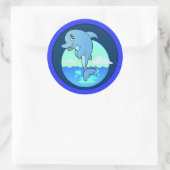 Leaping Happy Dolphin Runder Aufkleber (Tasche)