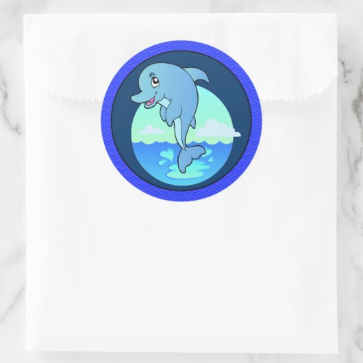 Leaping Happy Dolphin Runder Aufkleber (Tasche)