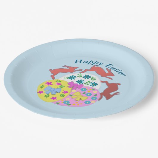 Leaping Hares Easter Pappteller (Schrägansicht)