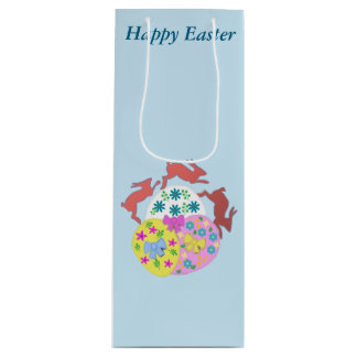 Leaping Hares editable Easter Geschenktüte Für Weinflaschen