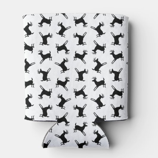 Leaping Hirsche Silhouette Pa CUSTOM HINTERGRUNDFA Dosenkühler (Rückseite)