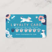 Leaping Hund Blumengebäck Pflege & Pflege blauer T Visitenkarte (Vorderseite)