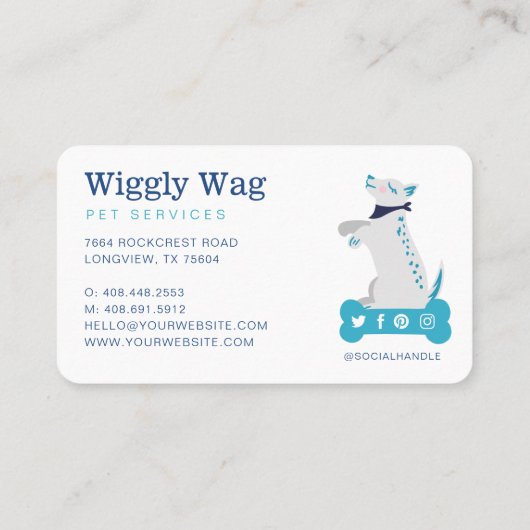 Leaping Hund Blumengebäck Pflege & Pflege blauer T Visitenkarte (Rückseite)